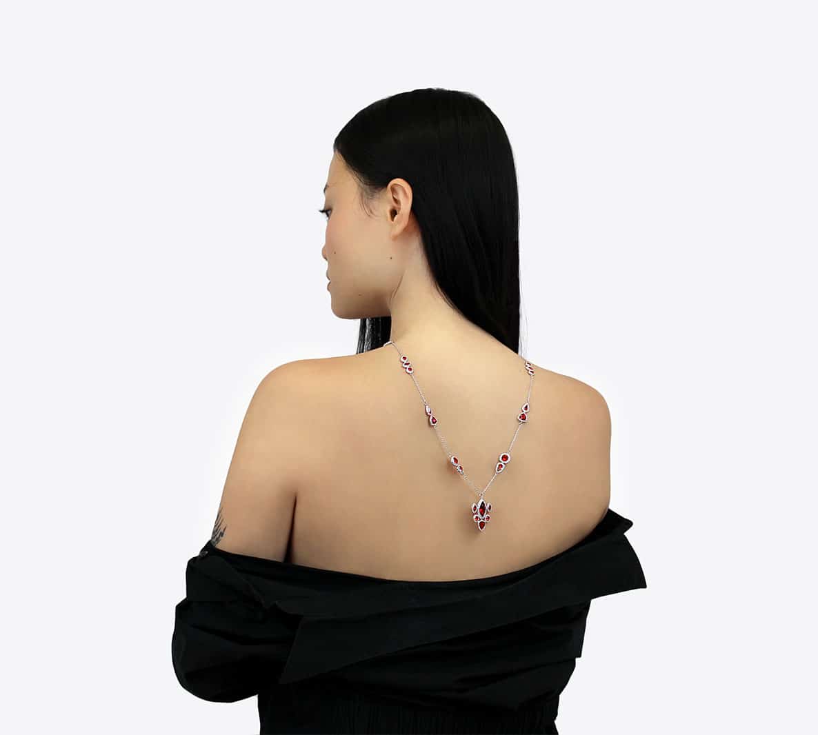 Sautoir ALYSON orné de cristaux rouges et blancs – Image 5