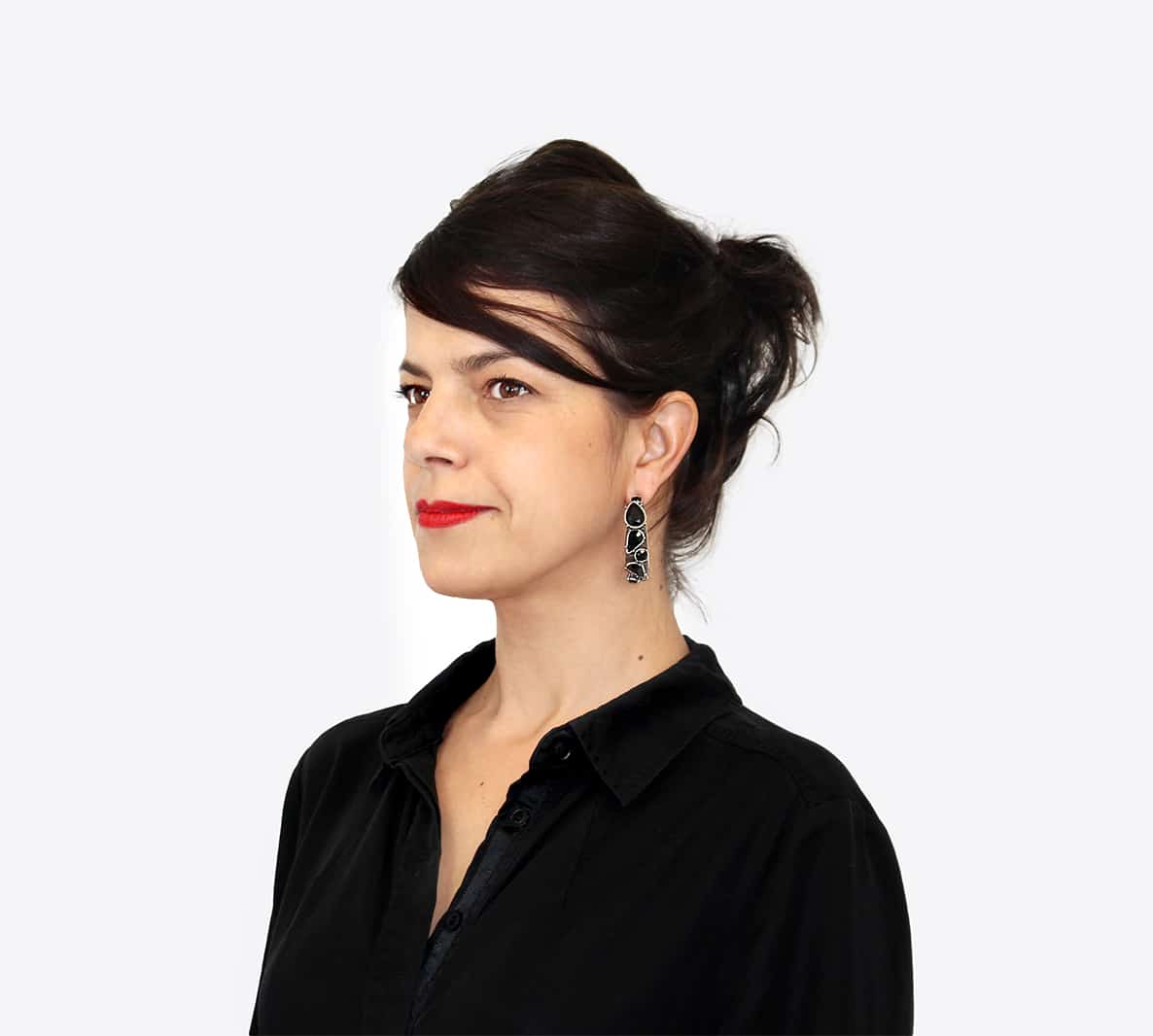 Créoles AMANDA ornées de cristaux noirs – Image 3