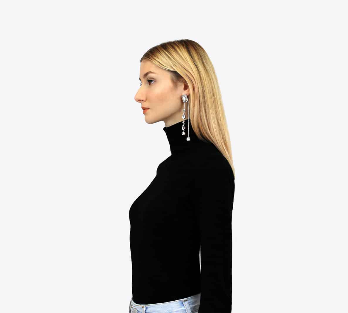 Boucles d'oreille AVIVA ornées de cristaux blancs – Image 4