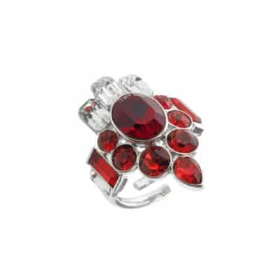 Ring CELEBRATION red and white crystal by moulin rouge by on aura tout vu