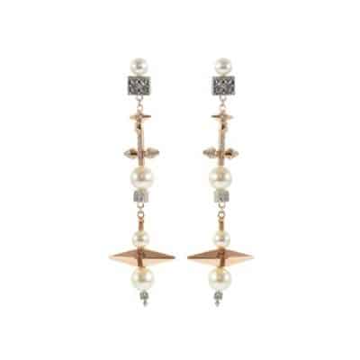 boucles d oreilles or perles et piques