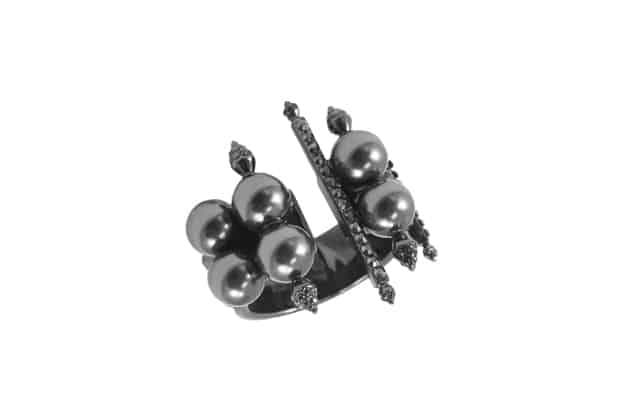 black pearls and spikes ring by on aura tout vu