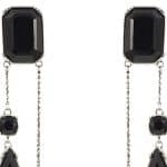 boucles d'oreilles en cristal noir et metal dore