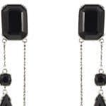 boucles d'oreilles en cristal noir et metal dore