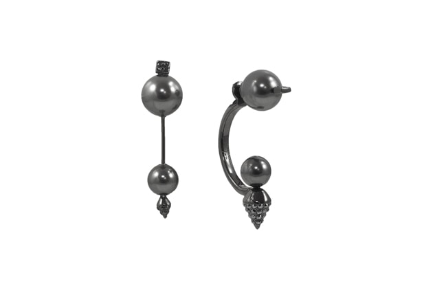 Boucles d’oreilles perles cristal et piques noires par on aura tout vu