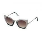 Silver sunglasses in black acetate and grey matte metal by on aura tout vu
