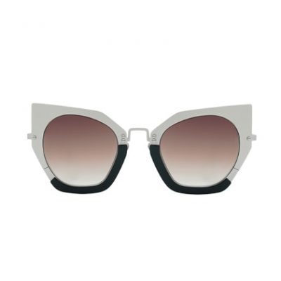 Silver sunglasses in black acetate and grey matte metal by on aura tout vu