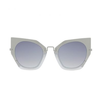 Silver sunglasses in white acetate and grey matte metal by on aura tout vu