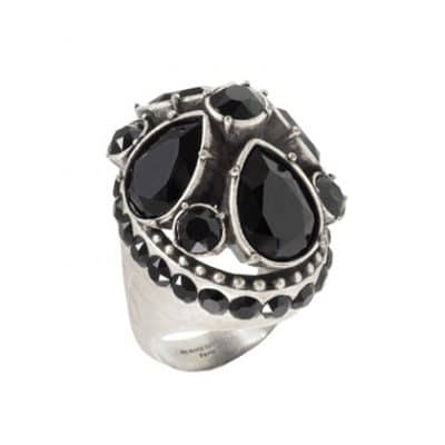 bague en cristal noir et metal par on aura tout vu