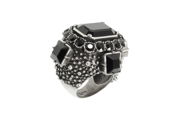bague en cristal noir et argent par on aura tout vu