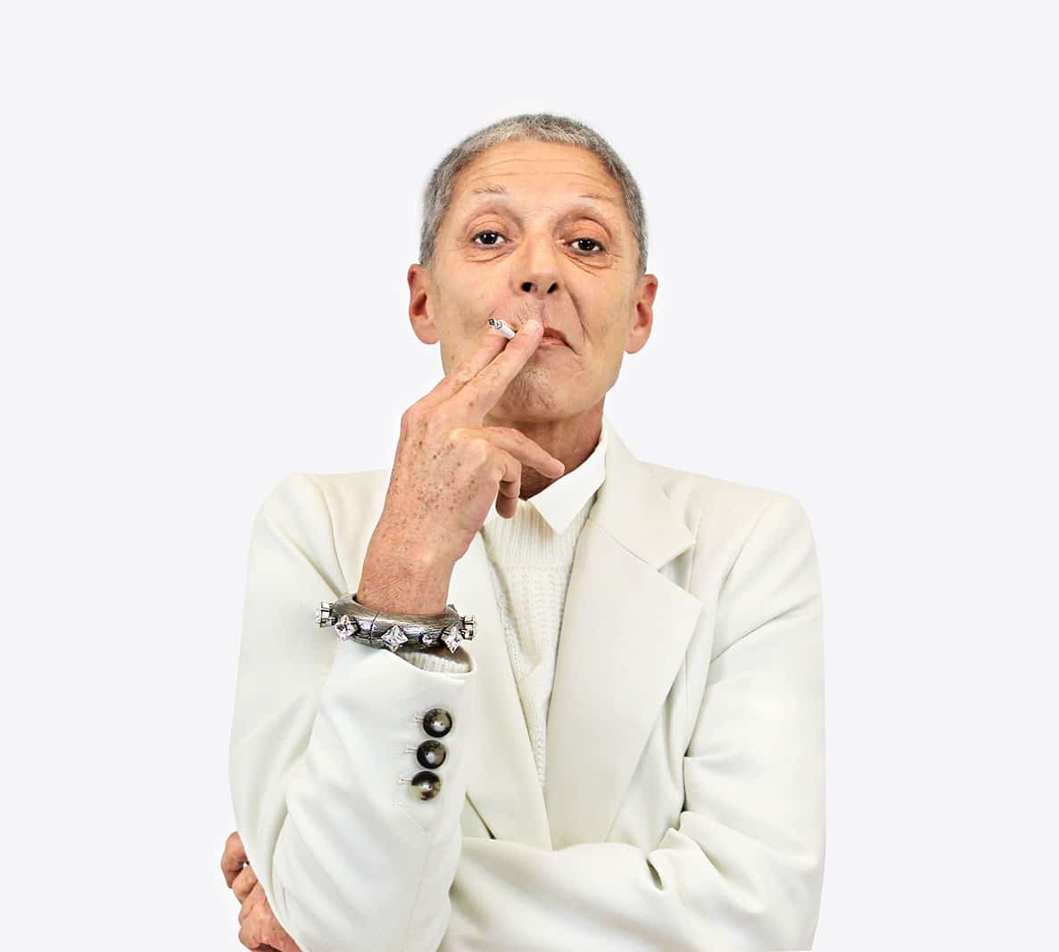 Bracelet jonc ASHIL en métal argenté vieilli et cristaux blancs – Image 4