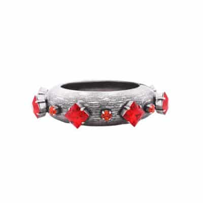 ASHIL bracelet in antique silver plated metal with red crystals