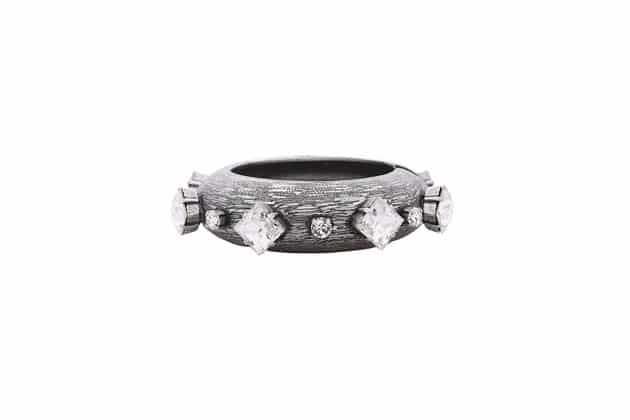 Bracelet jonc ASHIL en métal argenté vieilli et cristaux