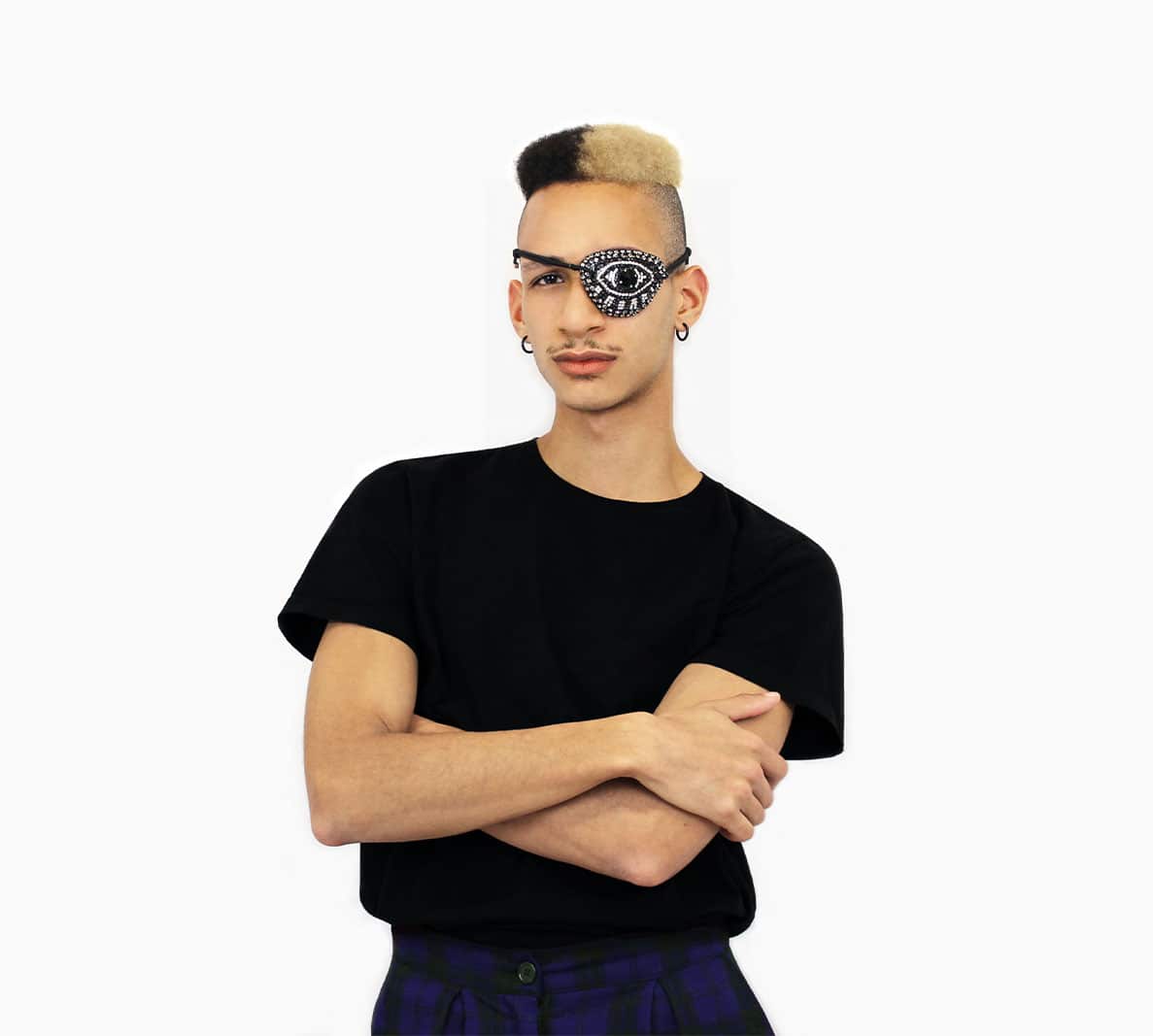 Cache œil ALFA orné de cristaux noirs, gris et argentés – Image 5