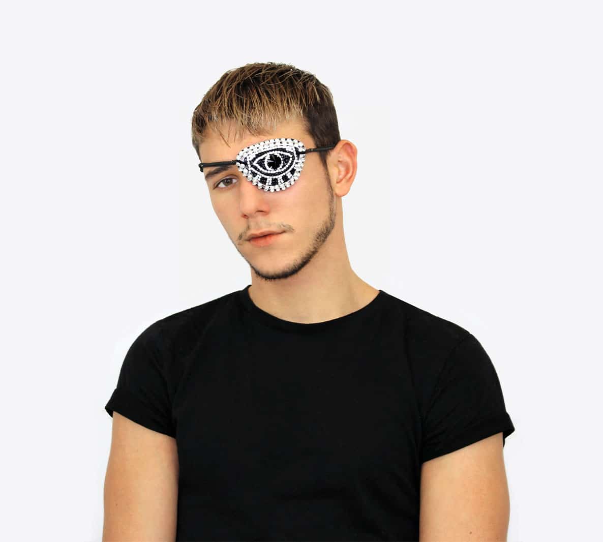 Cache œil ARTIM orné de cristaux noirs, blancs et argentés – Image 4