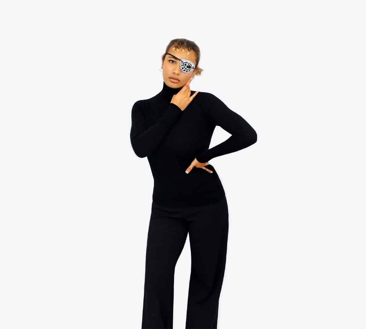 Cache œil ARTIM orné de cristaux noirs, blancs et argentés – Image 7