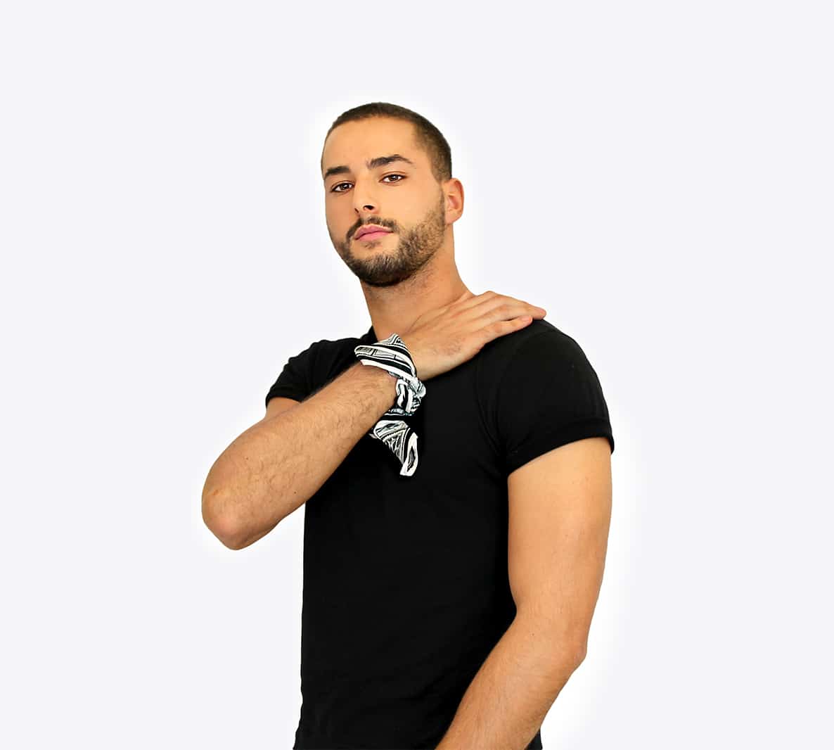 Petit carré BANIA imprimé de timbres noirs et blancs – Image 4