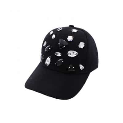 Black handmade cap with crystals