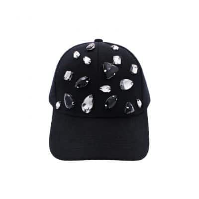 Black handmade cap with crystals