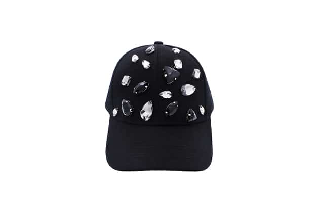 Black handmade cap with crystals