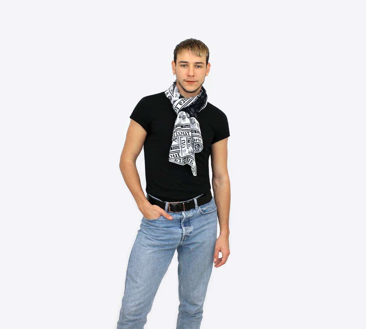 Echarpe BRALA imprimée de logos noirs et blancs – Image 6