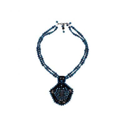 Blue rhombus breastplate with beads and clasp