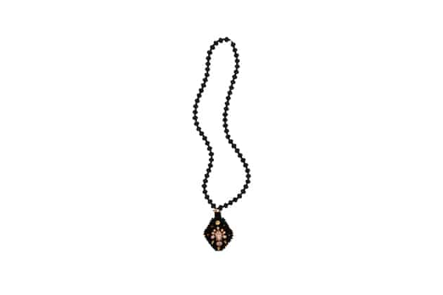 Necklace Mini Plastron Losange Rose Gold handmade with crystals