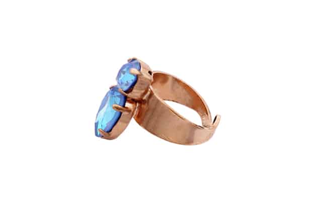 Bague BAKTA ornée de cristaux bleu Méditerranée – Image 2