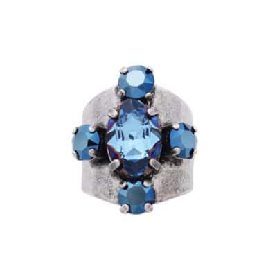 ring cross blue crystals silver metal by on aura tout vu