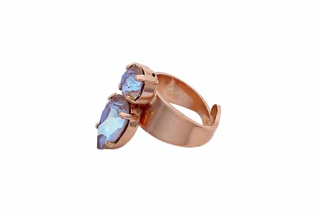 Bague BASAK ornée de cristaux bleu violacé – Image 2