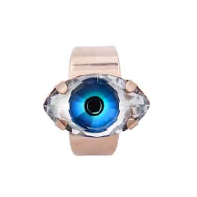 evil eye ring pink gold and blue by on aura tout vu