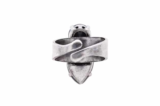 Bague BETTY ornée de cristaux émaillés et pailletés gris – Image 3