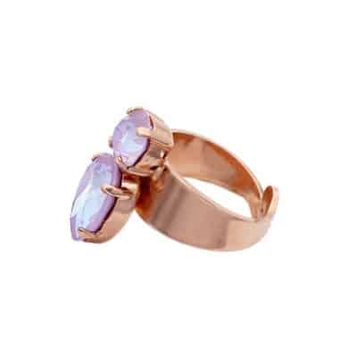 bague parme en cristaux et metal rose gold par on aura tout vu