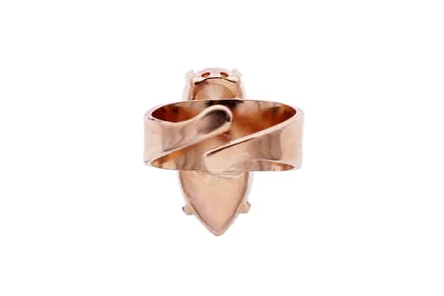 bague strass blanc pailletes et patina metal rose gold par on aura tout vu