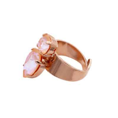 bague cristaux rose et metal gold rose par on aura tout vu