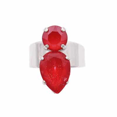 Bague MADHAVI Rouge pailleté