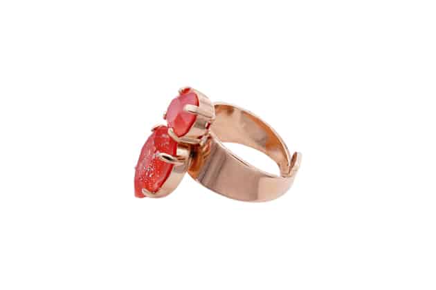 bague en cristaux rouge et metal rose gold par on aura tout vu