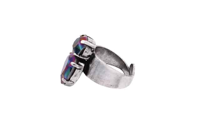 bague en cristaux sacrabeus et metal argent par on aura tout vu
