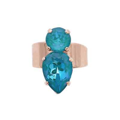 blue rhinestone and pink gold ring by on aura tout vu