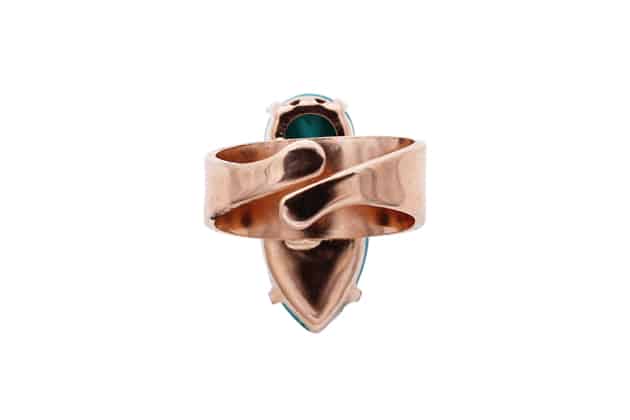 Bague BELMA ornée de cristaux émaillés et pailletés bleu aqua – Image 3