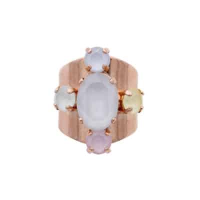 bague croix cristaux pastelles metal rose gold by on aura tout vu