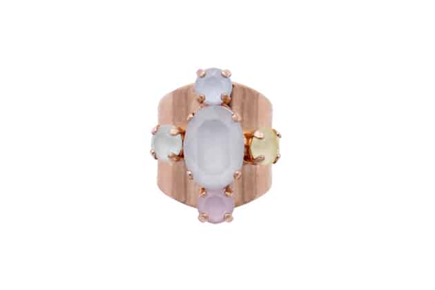 ring cross crystals pastels metal pink gold by on aura tout vu