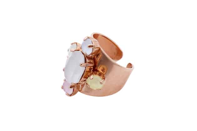 bague croix cristaux pastelles metal rose gold by on aura tout vu