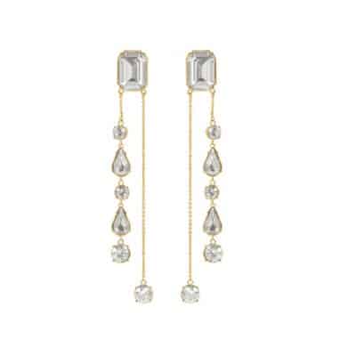 AVIVA earrings in gold metal and crystals by on aura tout vu