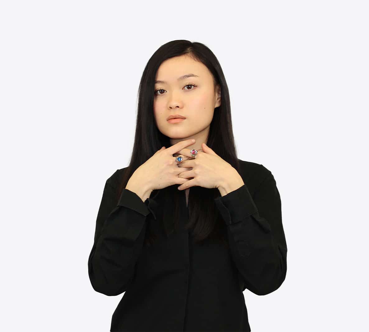 Bague BESSY ornée d'un cristal bleu – Image 4