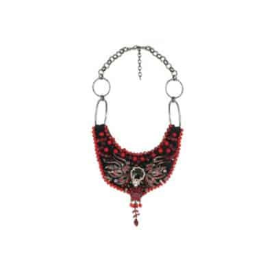 necklace upcycling red crystal stones black beades by on aura tout vu