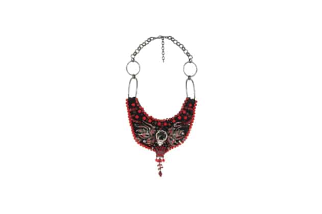 necklace upcycling red crystal stones black beades by on aura tout vu