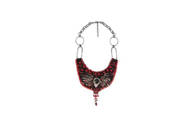 necklace upcycling red crystal stones black beades by on aura tout vu