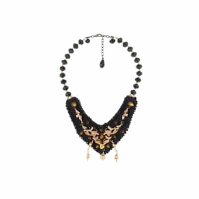 collier plastron noir gold perles par on aura tout vu