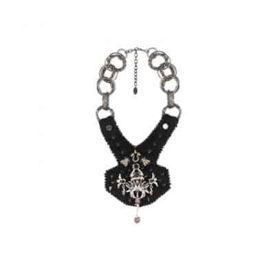 necklace with black embroidered breastplate by on aura tout vu